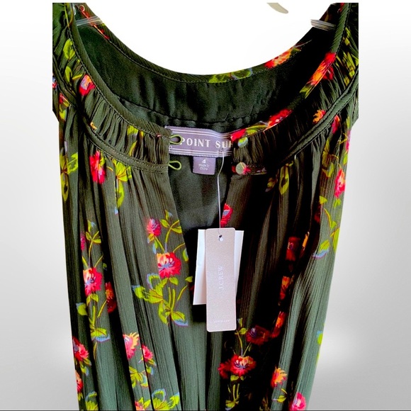 🦋HP!🦋J. Crew | Point Sur | High-Neck | Green Floral w/ Ruffle Dress | 4 | NWT - Picture 12 of 16